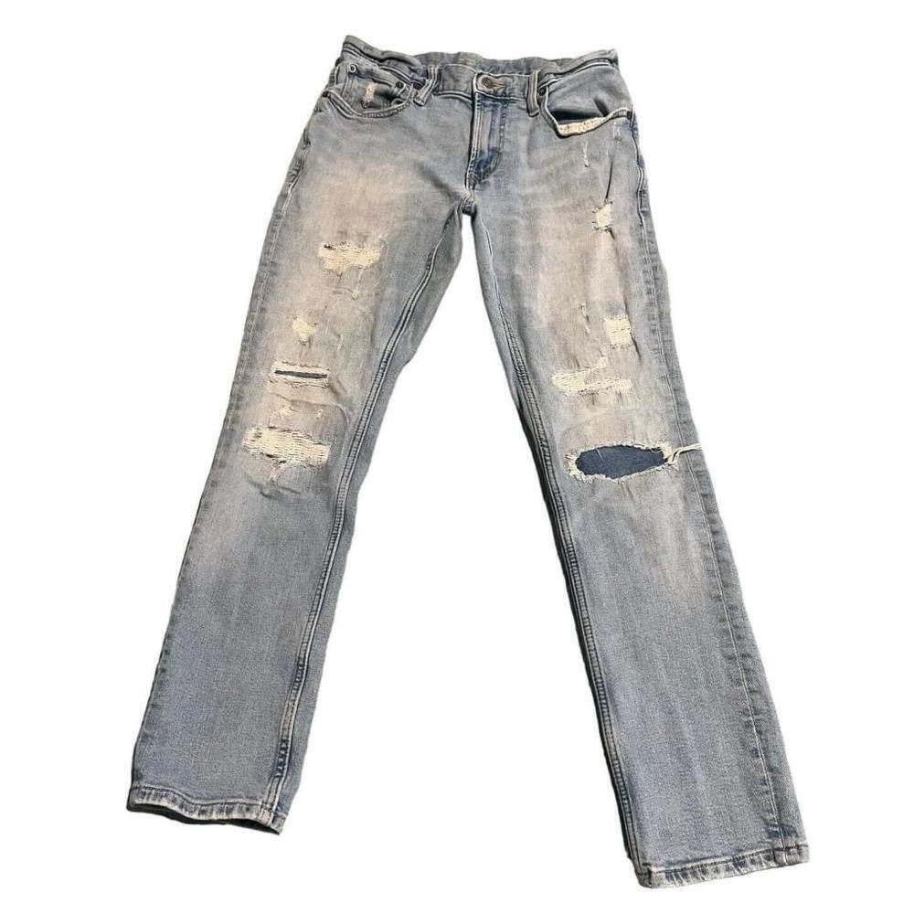 Old Navy Mens Jeans 31x31 Skinny Stretch Distressed Light Wash